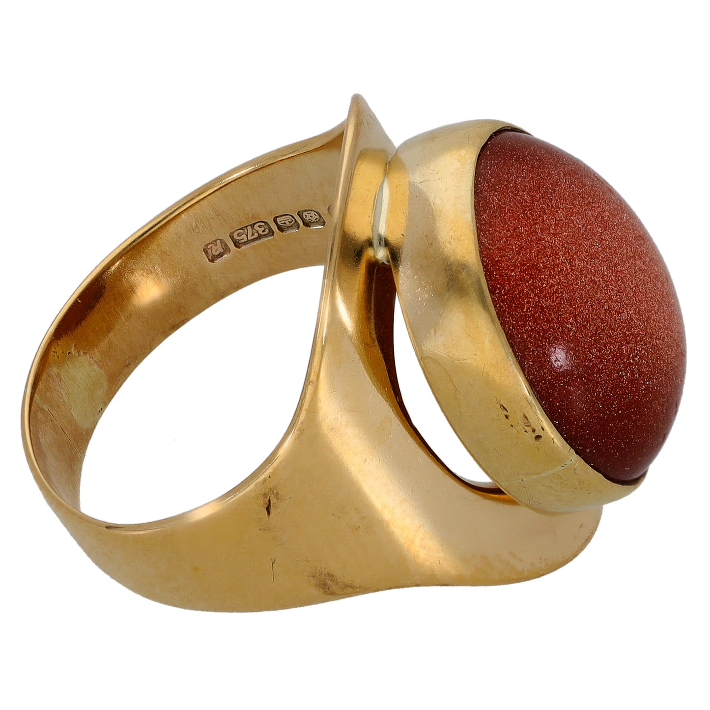 9ct Gold Goldstone Single Stone Ring Size M