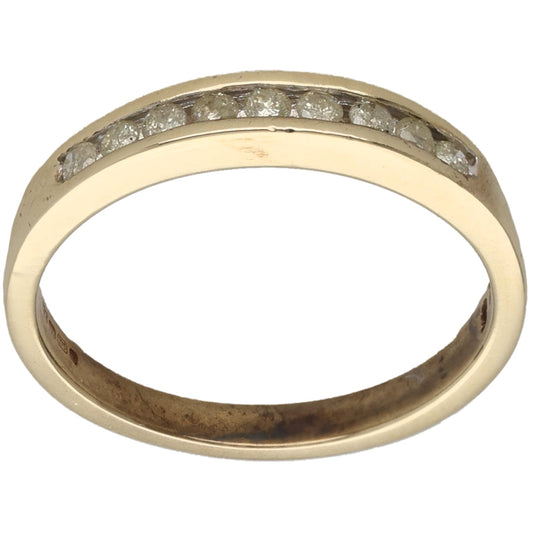 9ct Gold 0.22ct Diamond Half Eternity Ring Size Q