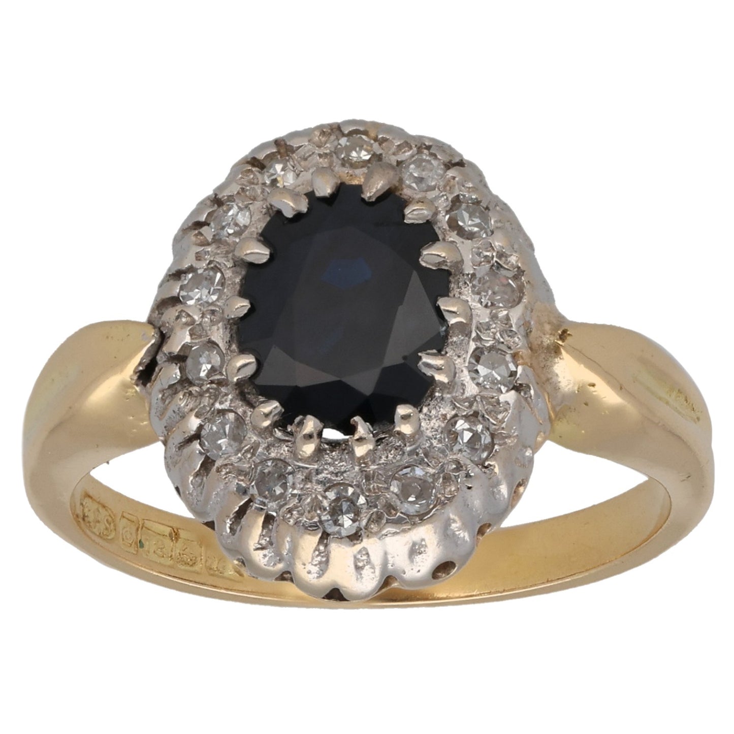 18ct Gold 0.14ct Diamond & Sapphire Dress/Cocktail Ring Size P