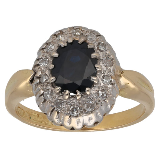 18ct Gold 0.14ct Diamond & Sapphire Dress/Cocktail Ring Size P