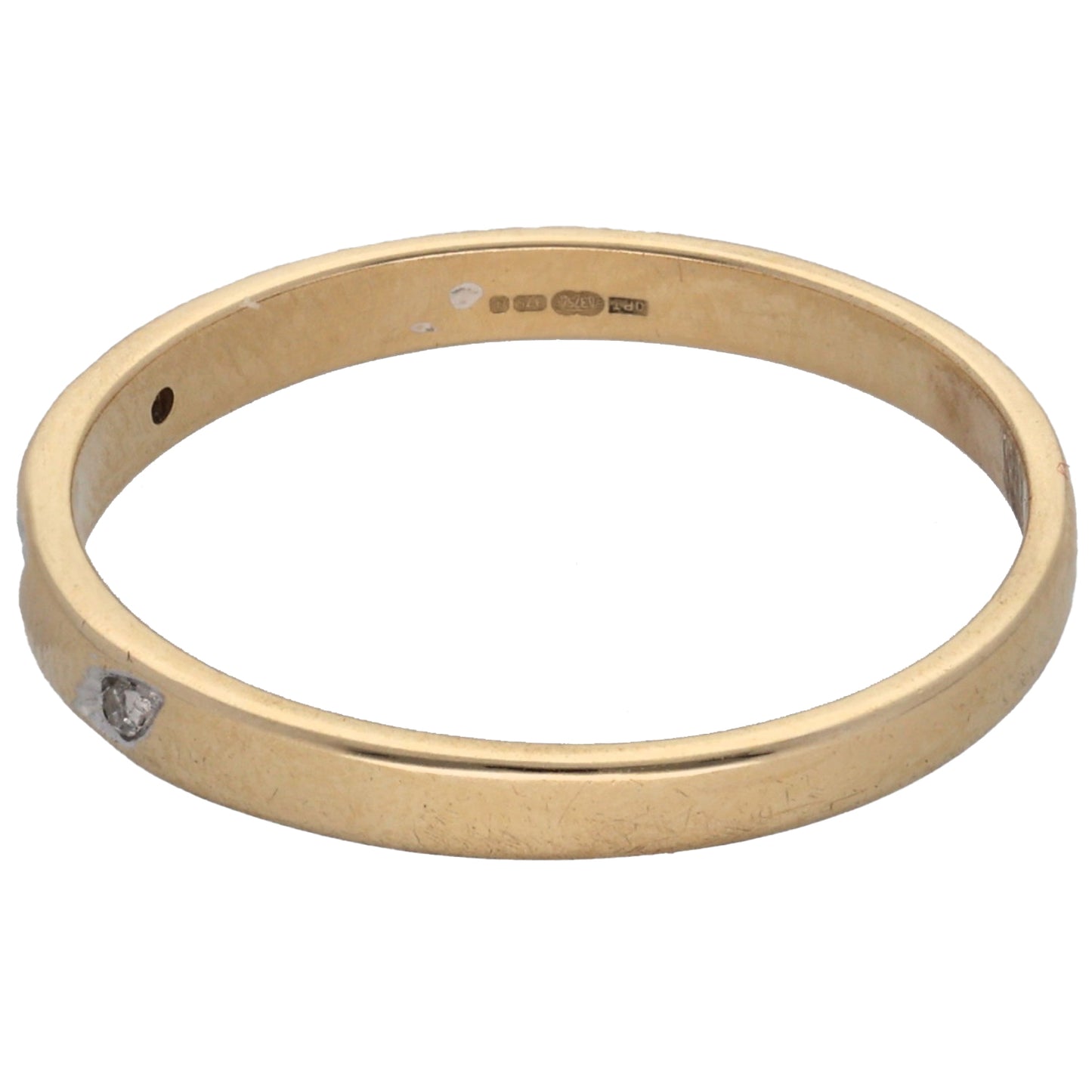 9ct Gold 0.015ct Diamond Three Stone Ring Size O