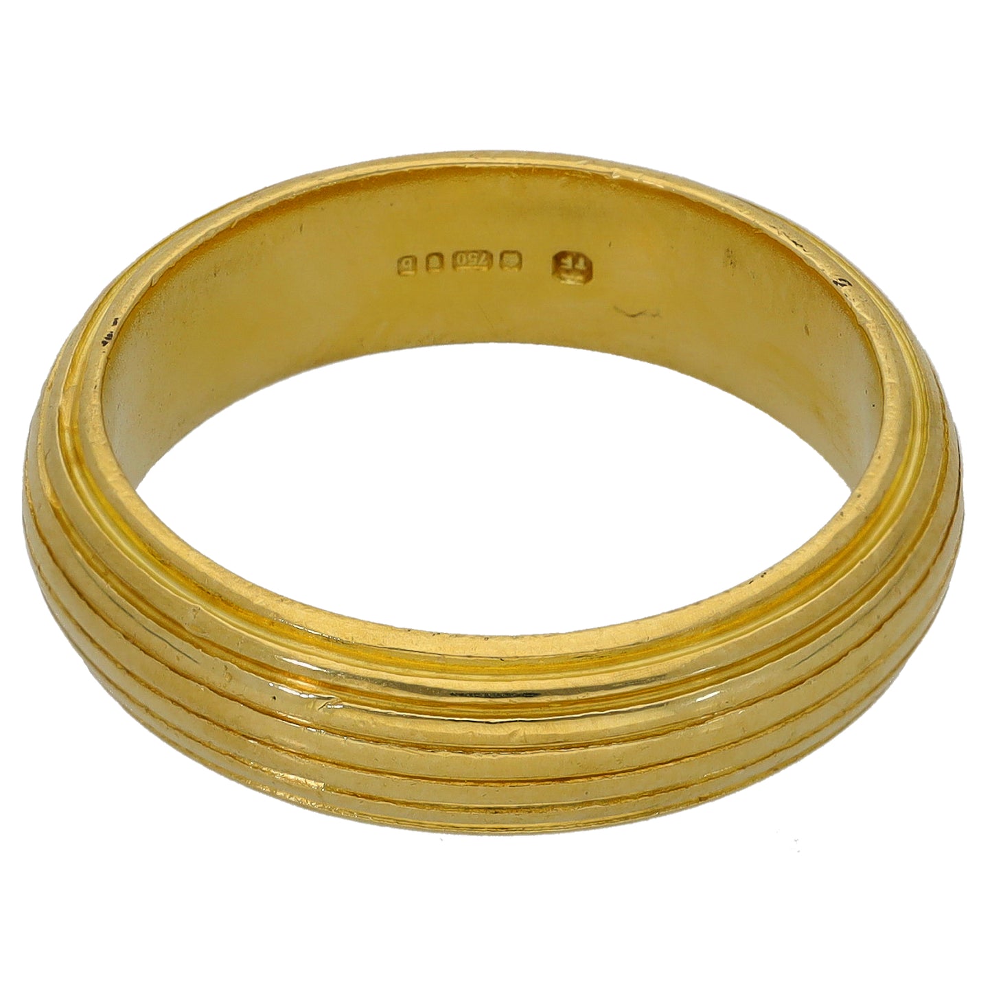 18ct Gold Patterned Wedding Ring Size P