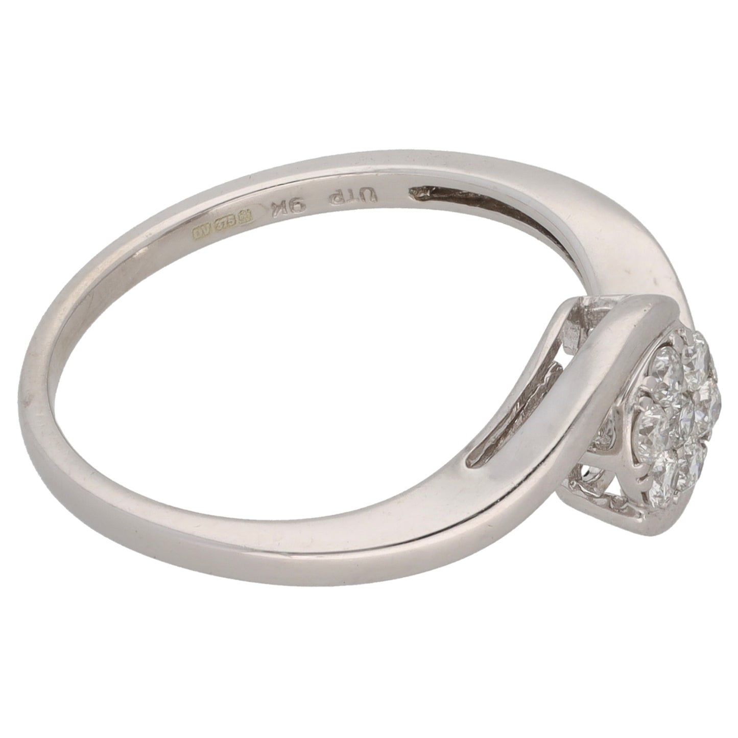 9ct White Gold 0.21ct Diamond Cluster Ring Size O