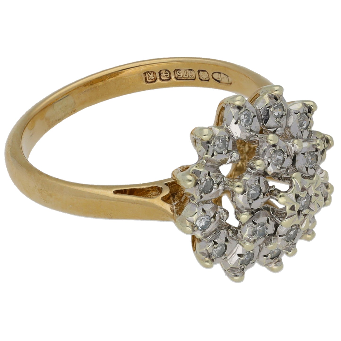 9ct Gold 0.19ct Diamond Cluster Ring Size K