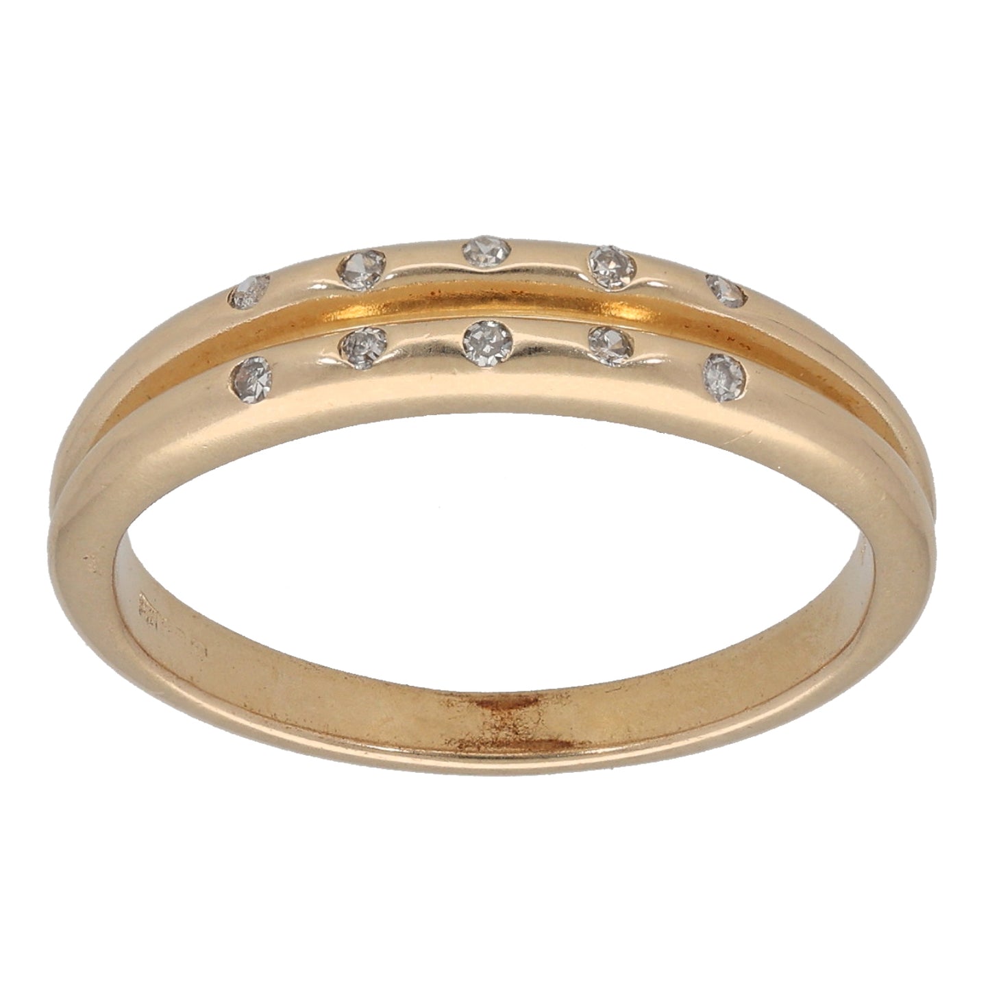 9ct Gold 0.05ct Diamond Half Eternity Ring Size P