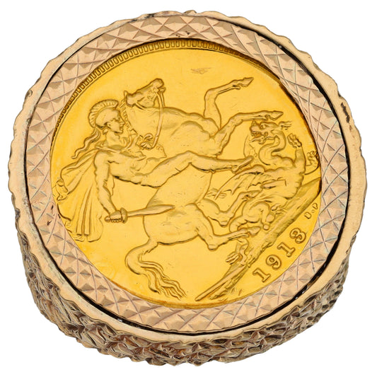 9ct Gold Coin Ring Size V