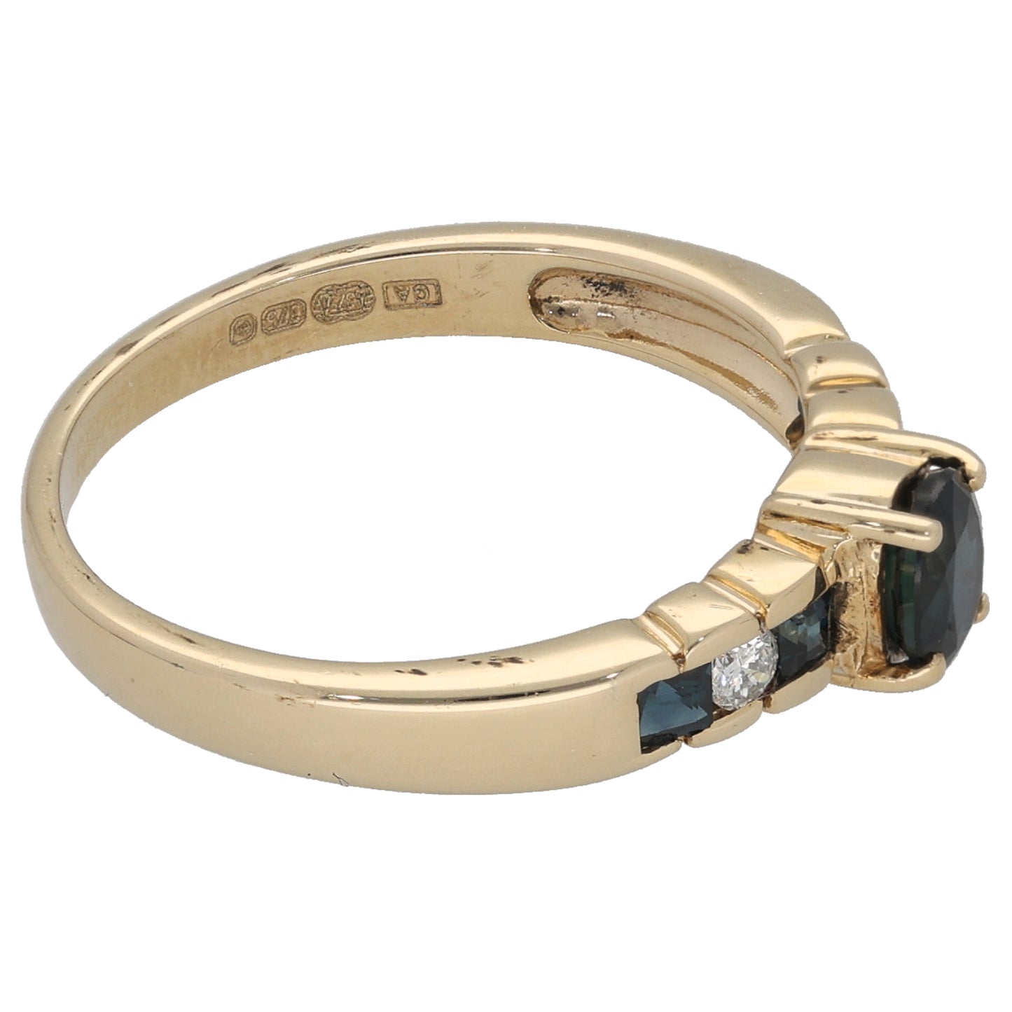 9ct Gold 0.08ct Diamond & Sapphire Alternative Ring Size M