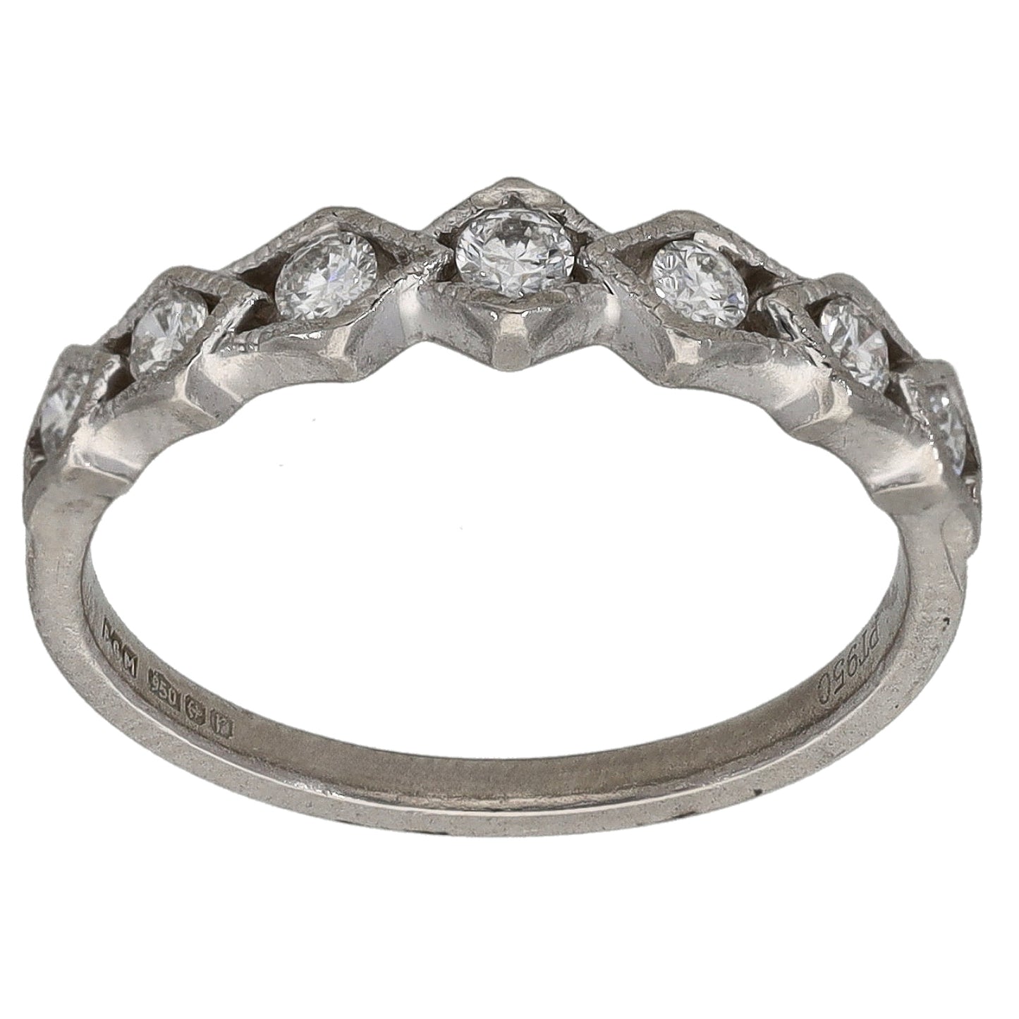 Platinum 0.42ct Diamond Half Eternity Ring Size K