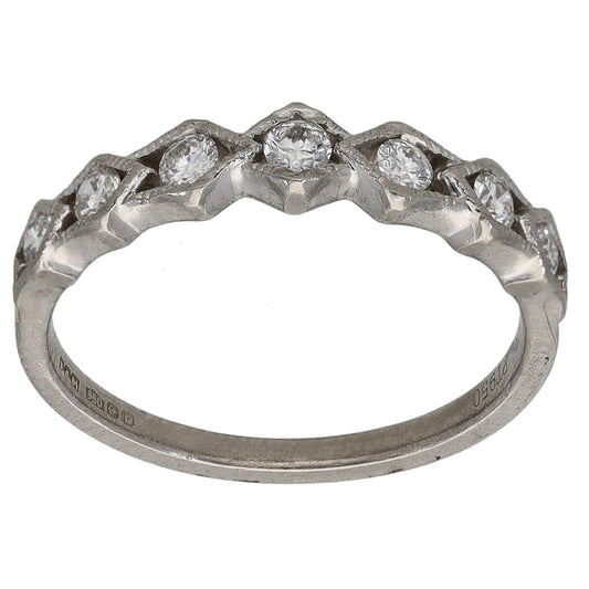 Platinum 0.42ct Diamond Half Eternity Ring Size K