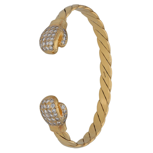 9ct Gold Cubic Zirconia Torque Bangle