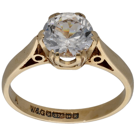 9ct Gold Cubic Zirconia Single Stone Ring Size L