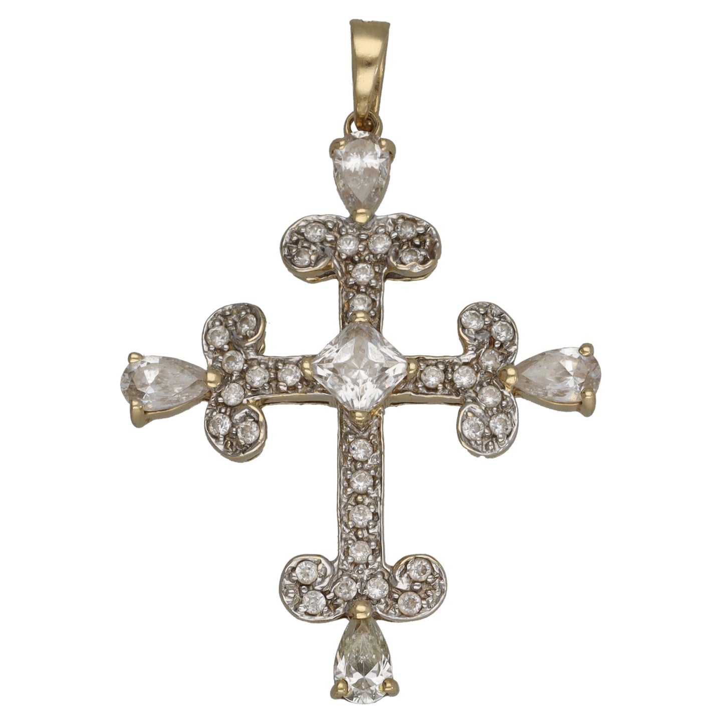 14ct Gold Cubic Zirconia Cross Pendant