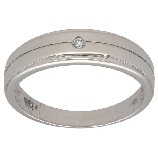 9ct White Gold 0.03ct Diamond Alternative Ring Size V