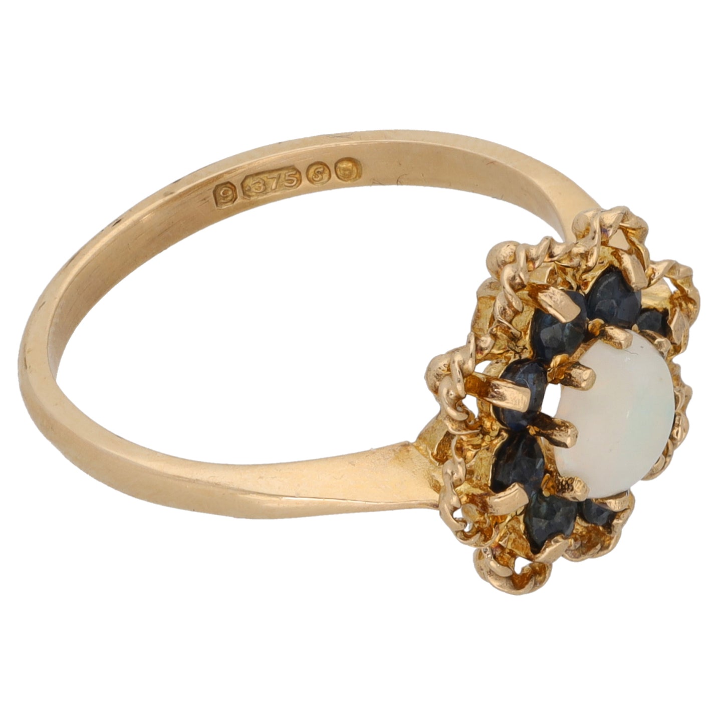 9ct Gold Sapphire & Opal Dress/Cocktail Ring Size O