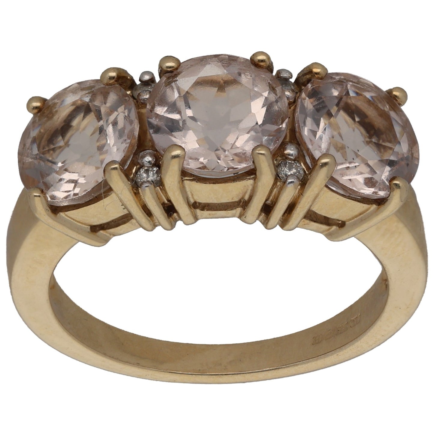 9ct Gold Morganite & 0.04ct Diamond Dress/Cocktail Ring Size N