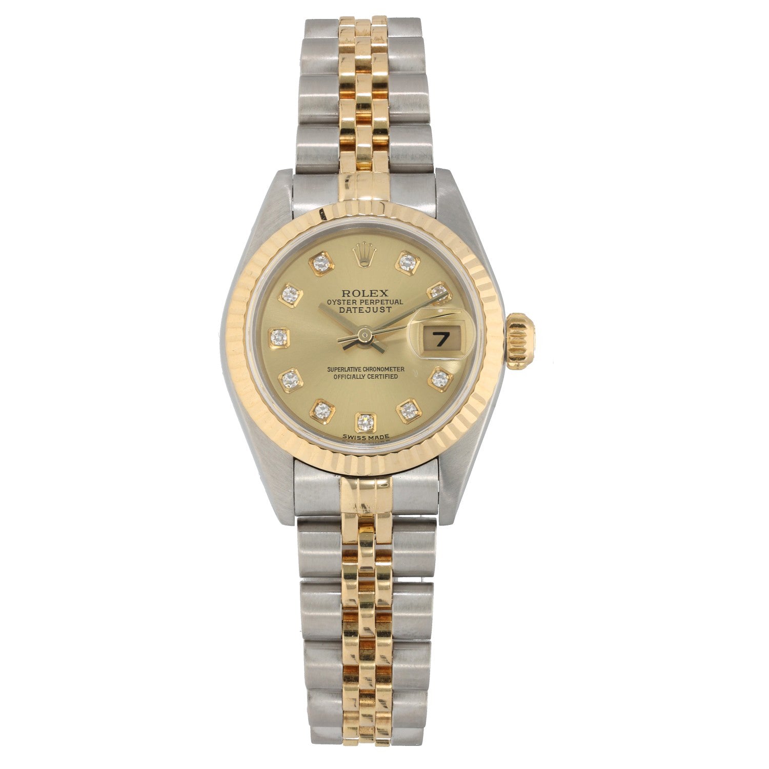 Rolex Lady Datejust 79173, champagne dial, diamon hour markers, stainless steel and gold