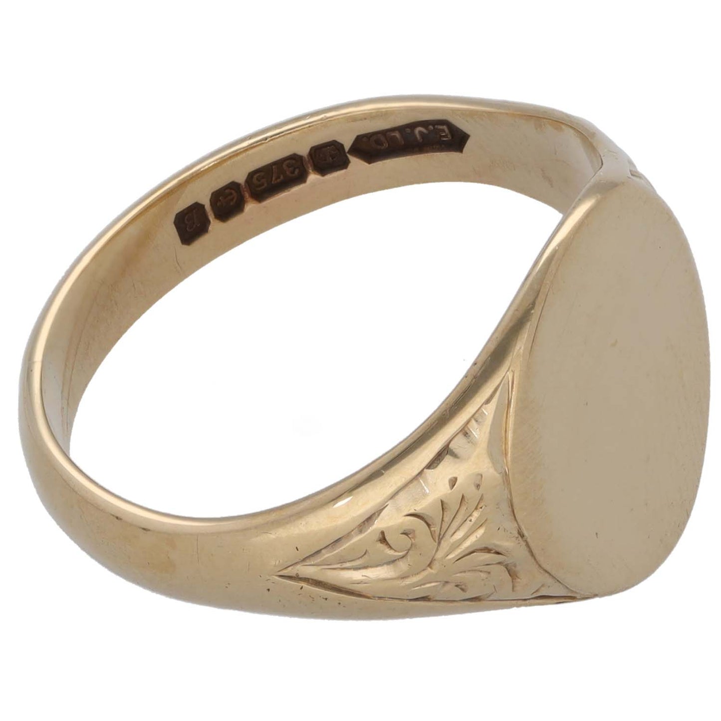 9ct Gold Patterned Signet Ring Size R