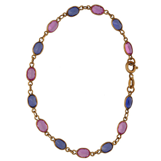 9ct Gold Sapphire Fancy Stone Set Bracelet
