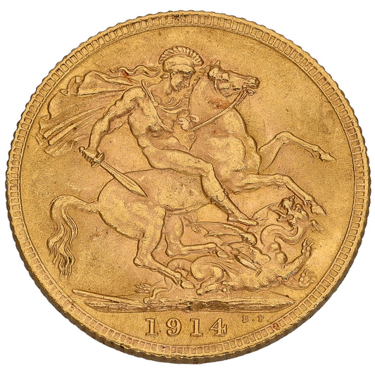 22ct Gold King George V Full Sovereign Coin 1914