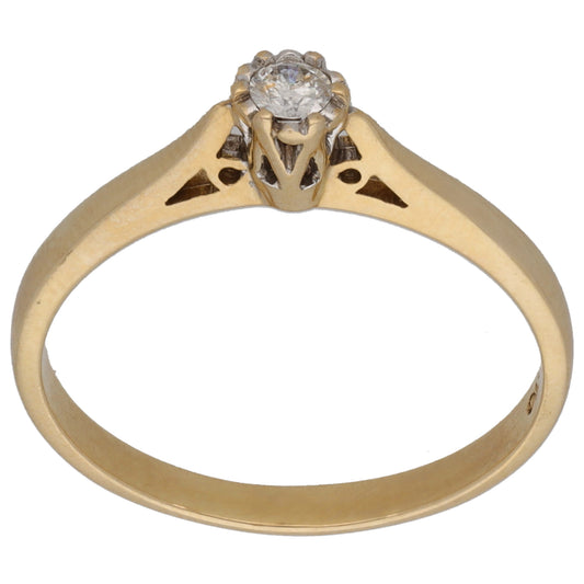 9ct Gold 0.10ct Diamond Solitaire Ring Size P
