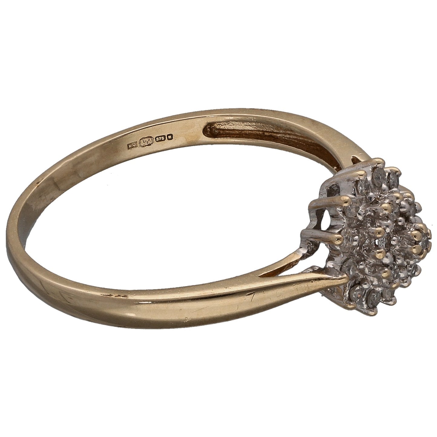9ct Gold 0.10ct Diamond Cluster Ring Size O