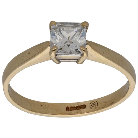 9ct Gold Cubic Zirconia Single Stone Ring Size N
