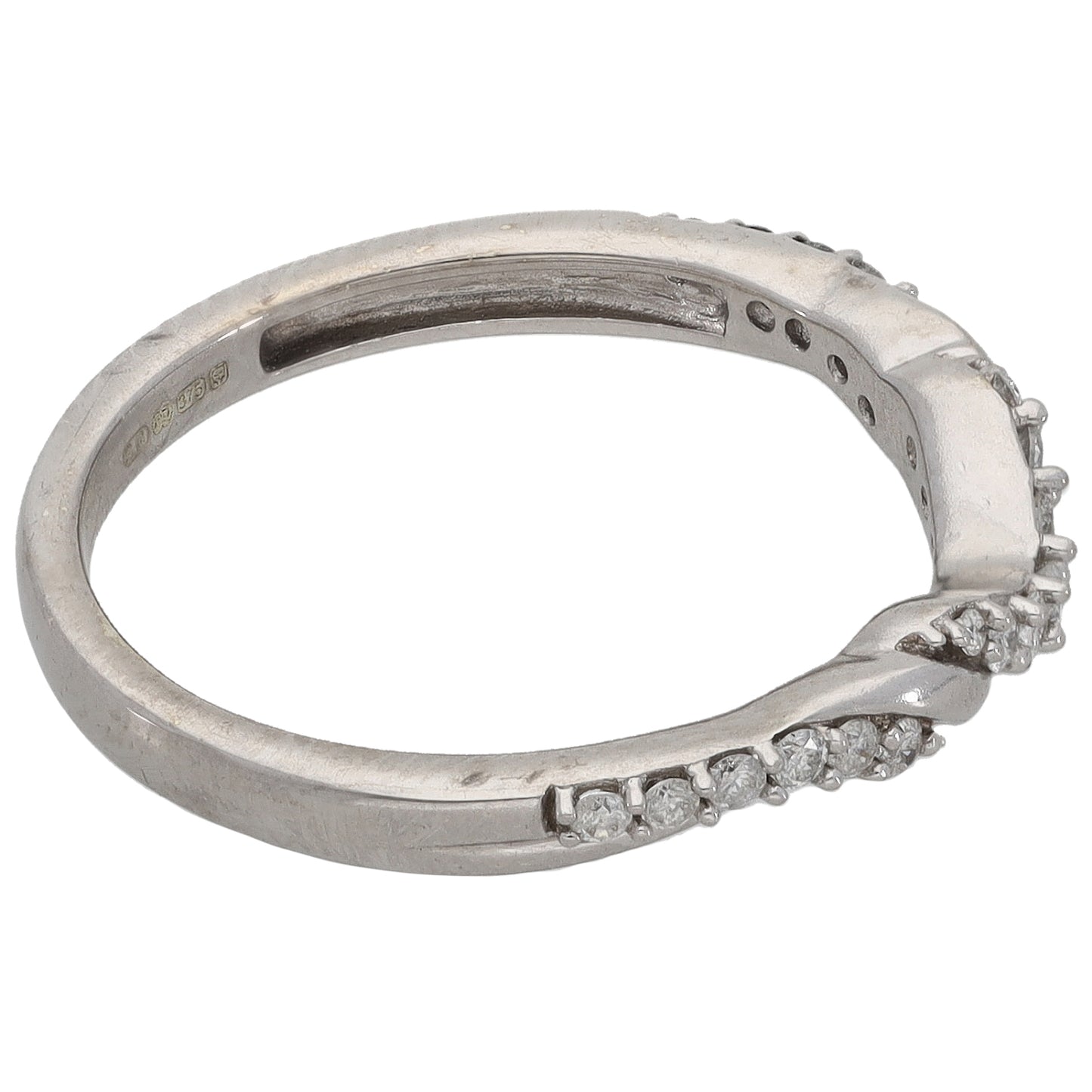 9ct White Gold 0.15ct Diamond Half Eternity Ring Size L