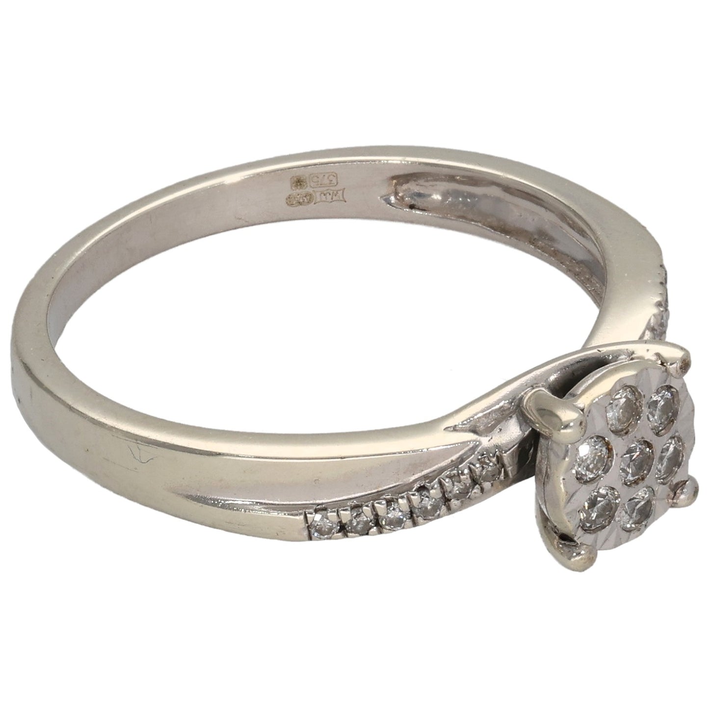 9ct White Gold 0.20ct Diamond Dress/Cocktail Ring Size Q
