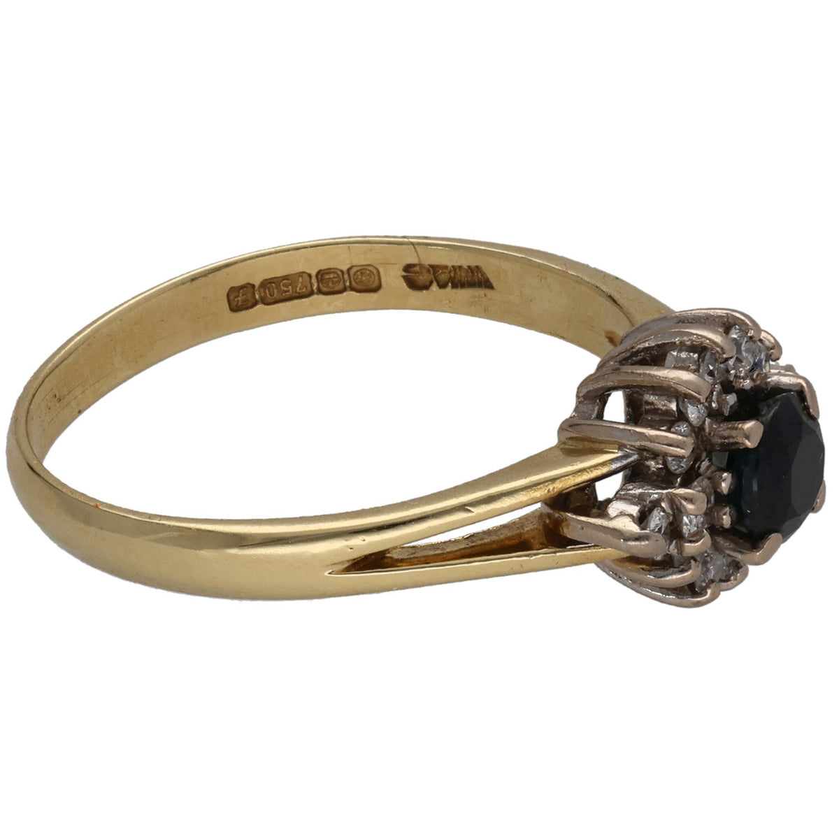 18ct Gold Sapphire & 0.12ct Diamond Dress/Cocktail Ring Size N