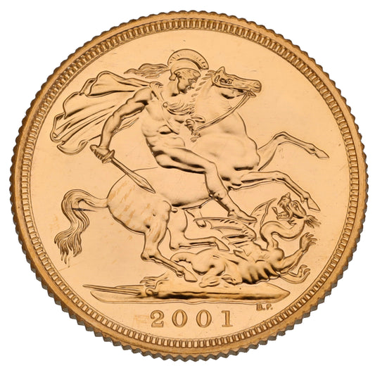 22ct Gold Queen Elizabeth II Full Sovereign Coin 2001