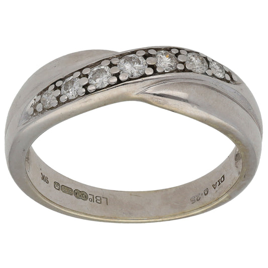 9ct White Gold 0.25ct Diamond Half Eternity Ring Size N