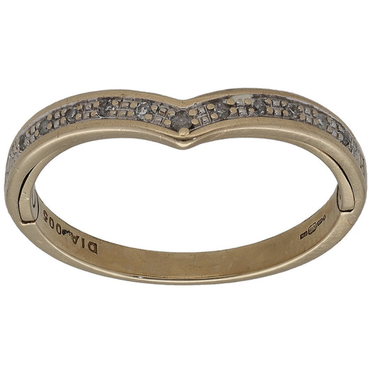 9ct Gold 0.05ct Diamond Wishbone Ring Size O