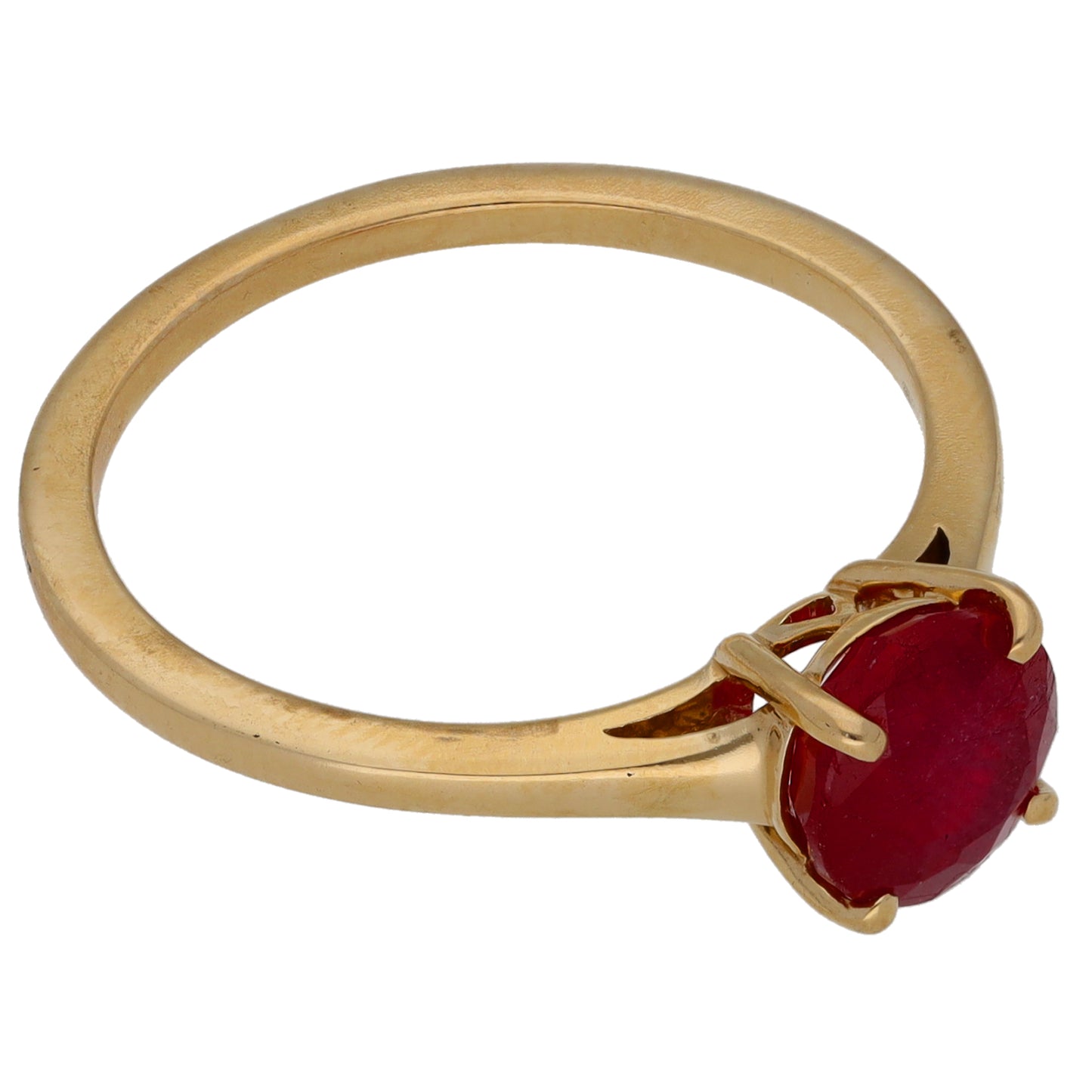 9ct Gold Glass Filled Ruby Single Stone Ring Size Q