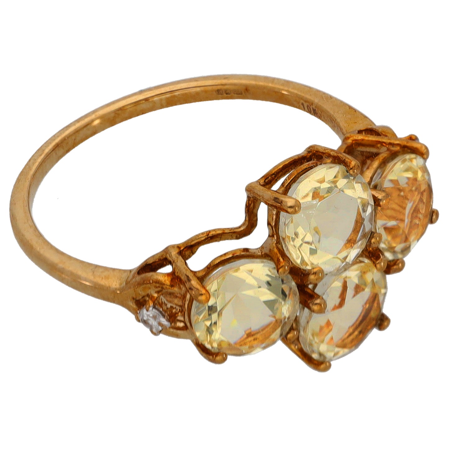 9ct Gold Feldspar & Imitation Gems Dress/Cocktail Ring Size N