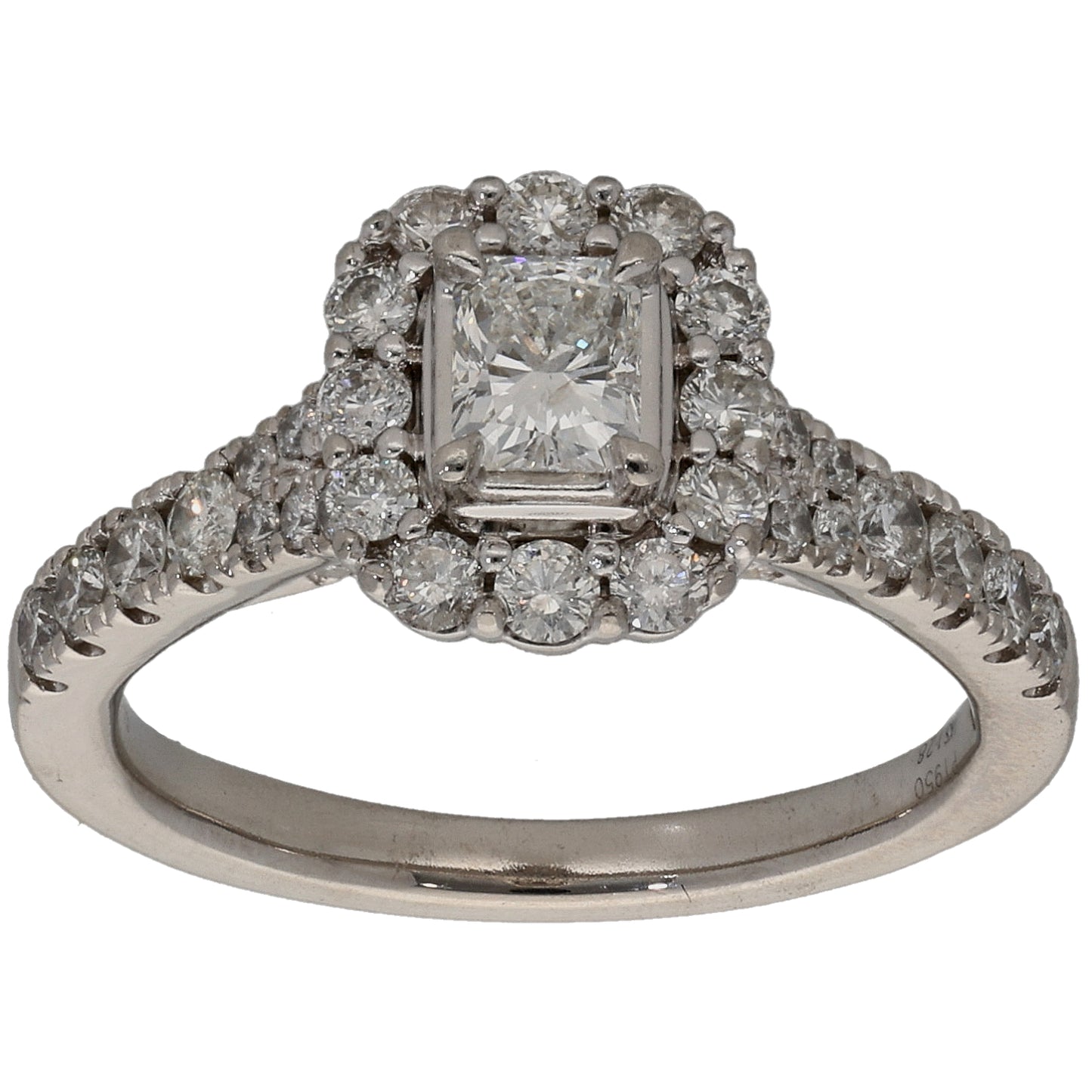 Platinum 1.28ct Diamond Halo Ring Size P