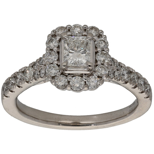 Platinum 1.28ct Diamond Halo Ring Size P