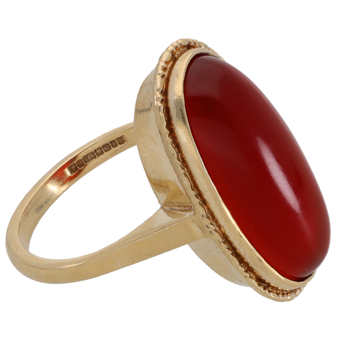 9ct Gold Carnelian Single Stone Ring Size N