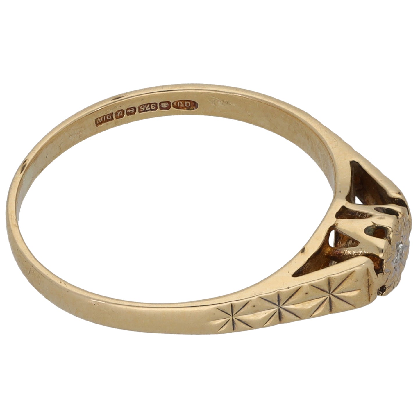 9ct Gold 0.02ct Diamond Solitaire Ring Size O