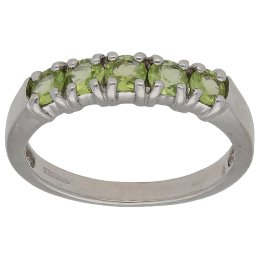 9ct White Gold Chrysoberyl Half Eternity Ring Size N