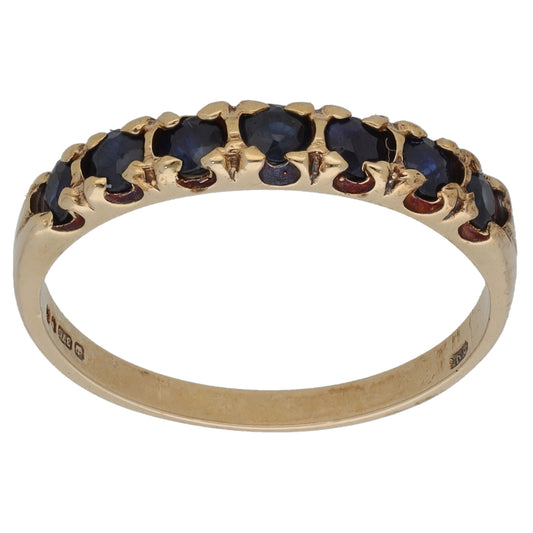 9ct Gold Sapphire Half Eternity Ring Size N