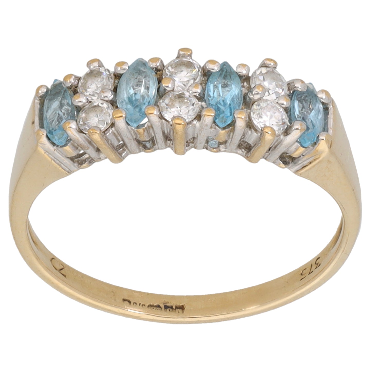 9ct Gold Topaz & Cubic Zirconia Half Eternity Ring Size K