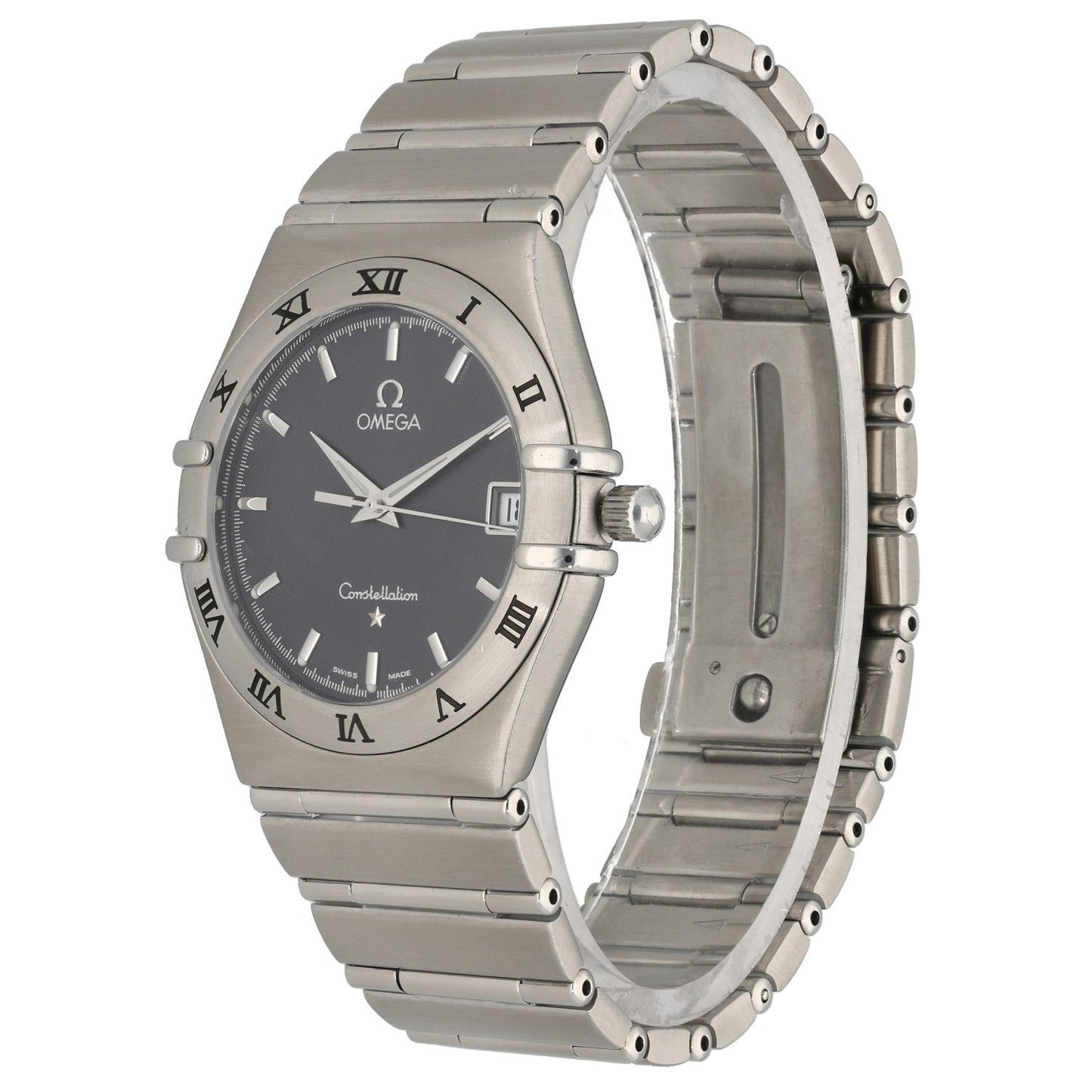 Omega Constellation 1512.40.00, Blue Dial, Stainless Steel, Front Angle Image