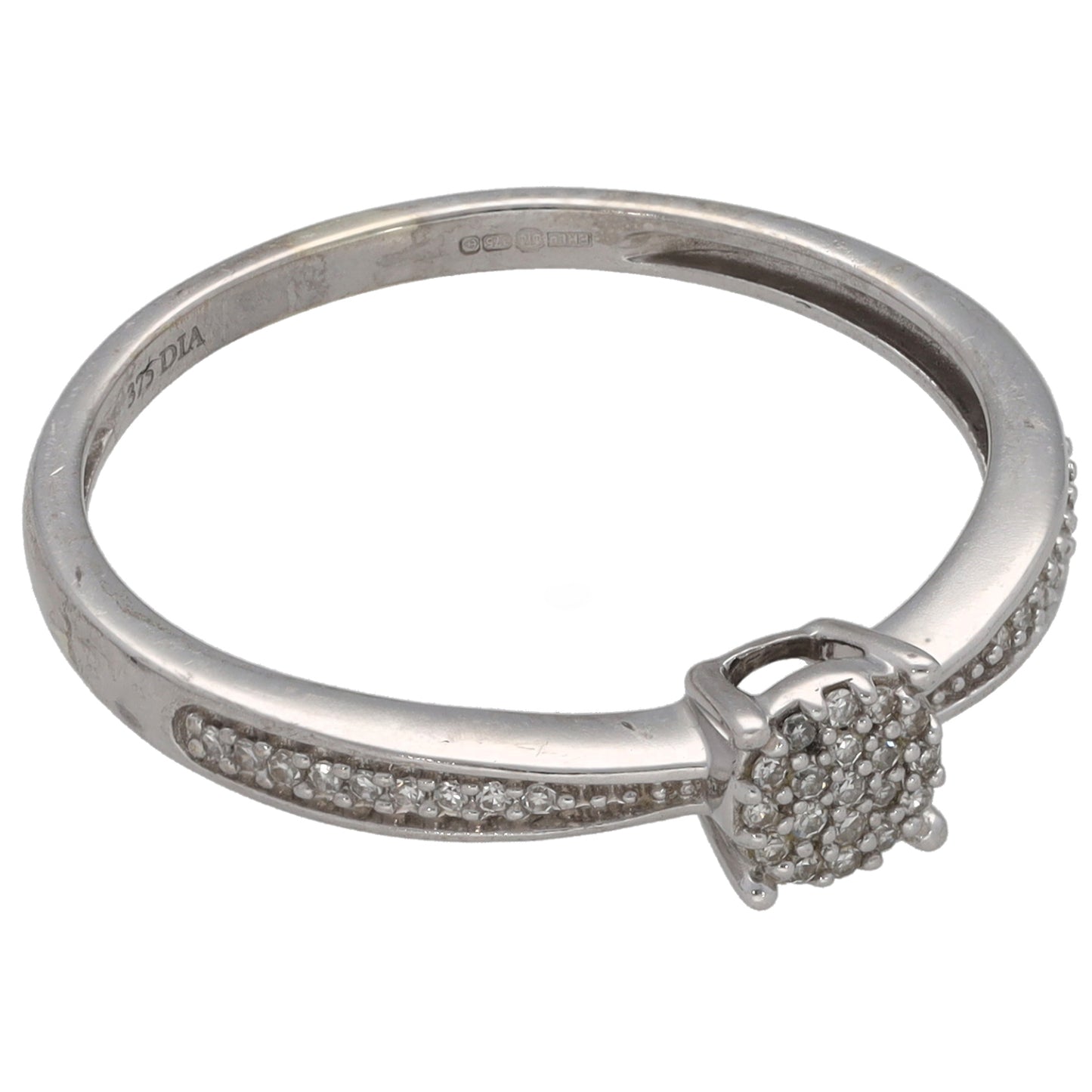 9ct White Gold 0.095ct Diamond Cluster Ring Size Q