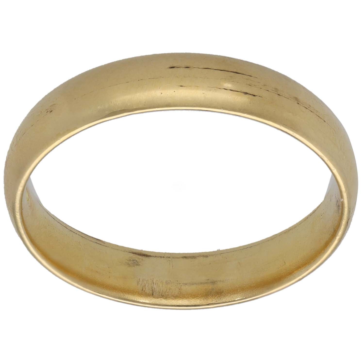 18ct gold plain wedding ring, smooth band, size P
