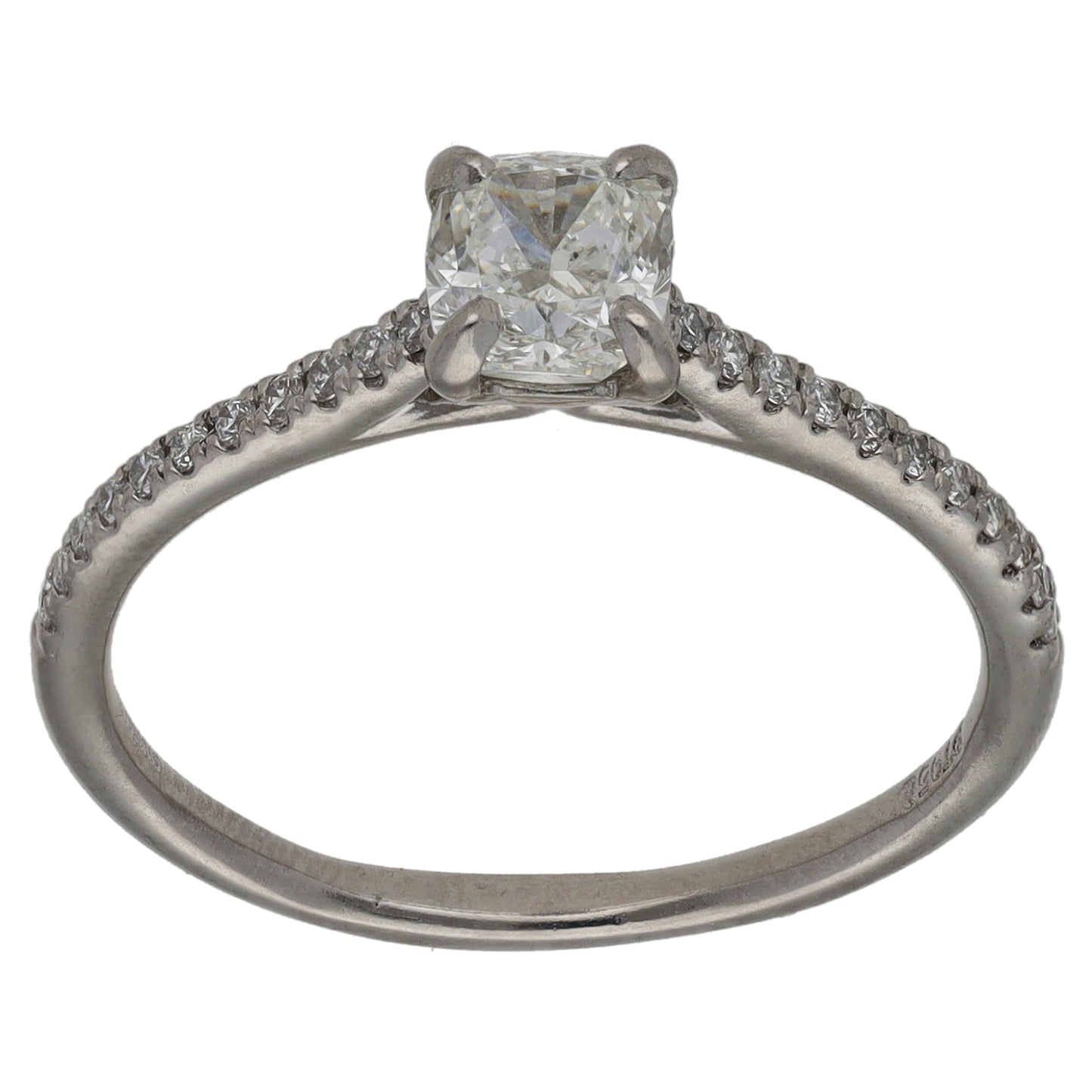 Platinum 0.88ct Diamond Solitaire Ring With Accent Stones Size P