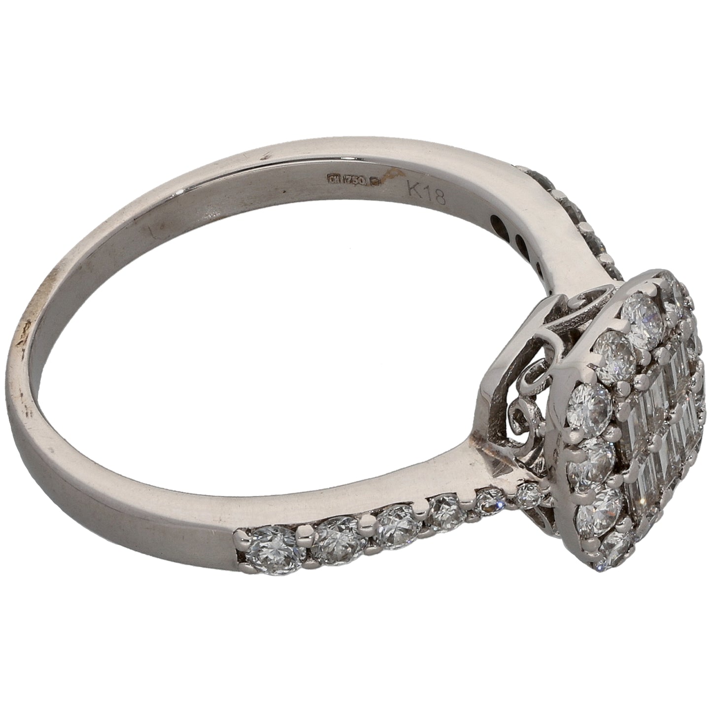 18ct White Gold 0.96ct Diamond Dress/Cocktail Ring Size P