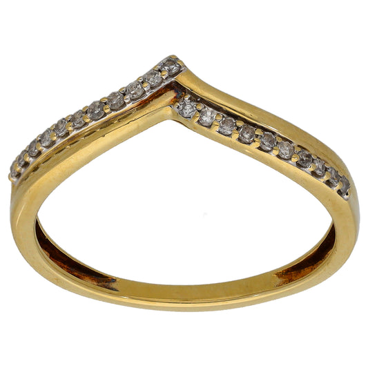 9ct Gold 0.15ct Diamond Wishbone Ring Size Q