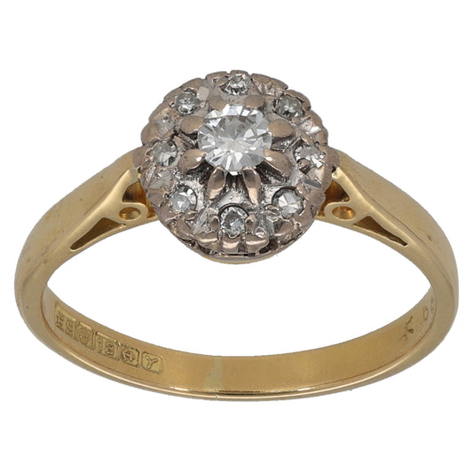 18ct Gold 0.25ct Diamond Cluster Ring Size K