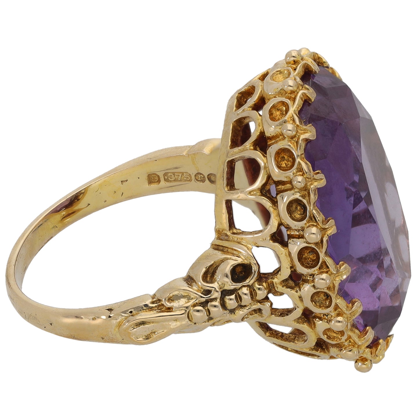 9ct Gold Amethyst Single Stone Ring Size M