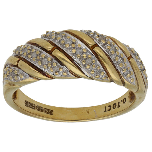 9ct Gold 0.10ct Diamond Dress/Cocktail Ring Size P